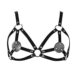 Women's Leather Harness BDSM Bondage Lingerie Punk Gothic Cupless Cage Bra Body for Women Adjustable Erotic Corset Corset Bikini Lingerie Bondage Female Catwoman Costume Black