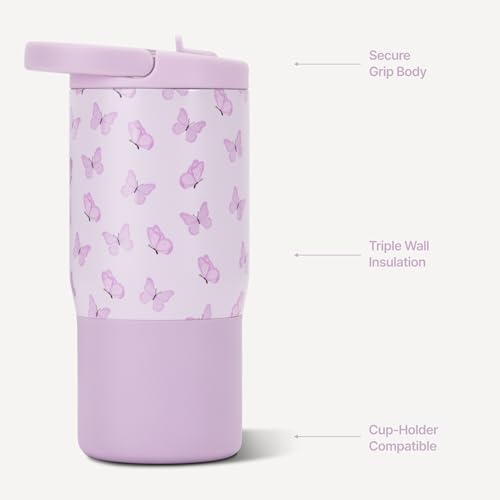 Image of HydroJug Sport 14 oz Insulated Kids Water Bottle with Straw, Flutter