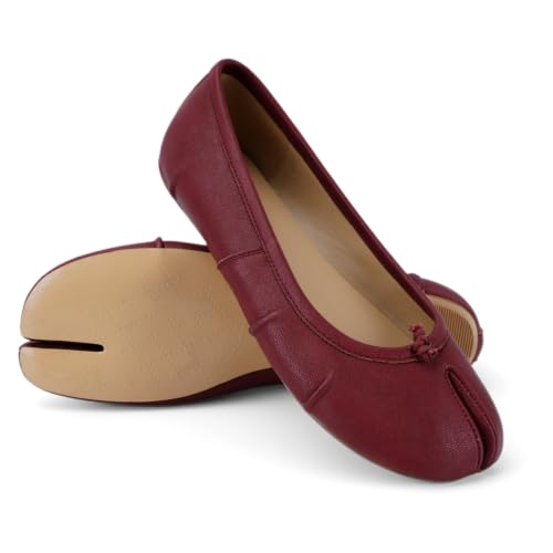 Image of VBDB Tabi Ballet Flats for Women Dressy Casual Shoes Split Toe Wide Flats Light Weight Japanese Shoes