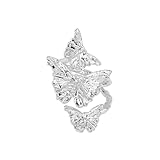 Anillo de mariposa para mujer, chapado en plata, ajustable, delicado, animal, para pulgar, compromiso, boda, estético, nudillos, ajuste cómodo