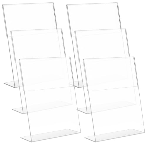 Image of Shuban Acrylic Sign Holder L Shape Double Sided Portrait Style Menu Ad Frame Display Stand (L- Shape 06 x 09 Inch-(8Pcs))