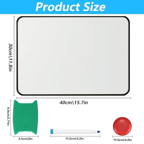 2 Stück Whiteboard Magnetwand, doppelseitige Whiteboard Trocken abwischbare, A3-Format Magnettafel Magnetwand, mit trocken abwischbaren Stiften, Radiergummi, Magneten, 42 x 30 cm