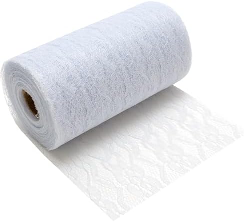 100%Mosel Tischläufer Spitze, in Reinweiß (15 cm x 25 m), zartes ...