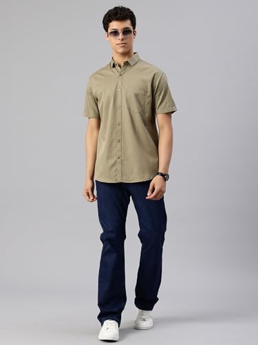 Image of Majestic Man Slim Fit Pure Cotton Half Sleeve Solid Casual Shirt