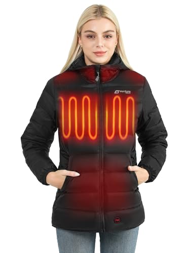 Women's Heated Jacket with Battery Included 12V Self Warming Parka Coat, Down Ski Jacket, Bluetooth App Control