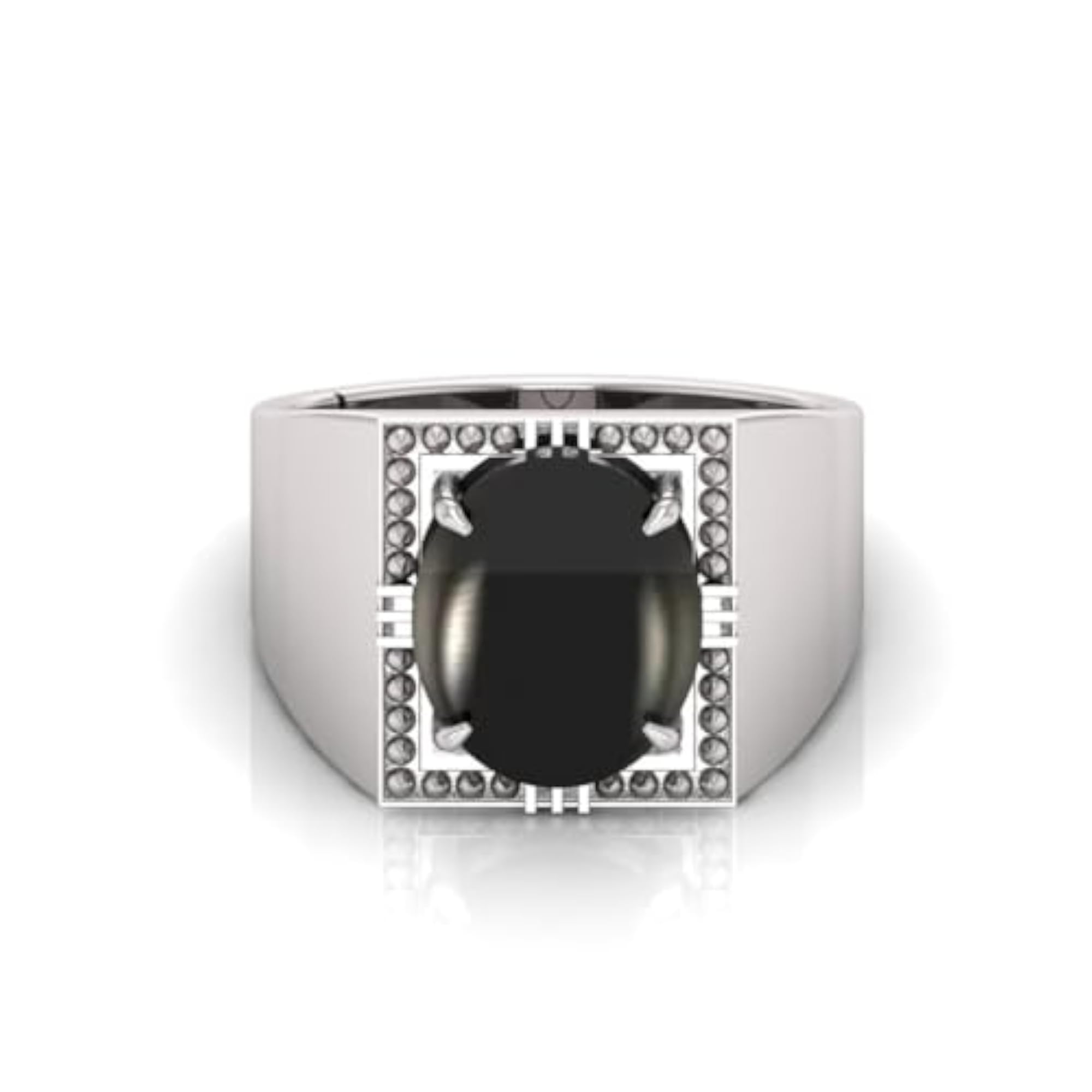 13.25 Ratti Agate Stone Silver Plated Adjustable Ring