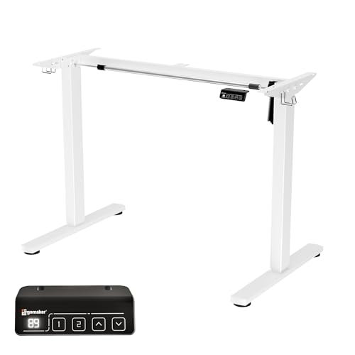 ERGOMAKER Bureau Assis Debout Électrique,Cadre pour Bureau Debout avec Fonction mémoire et Soft-Start/Stop, Télescope Double (Blanche)