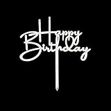 Happy Birthday Cake Topper, Birthday Party Decorations, Mirror Silver Acrylic