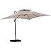 Outsunny Parasol déporté carré double toit inclinable pivotant manivelle lestage inclus dim. 2,7L x 2,7l x 2,6H m acier polyester beige