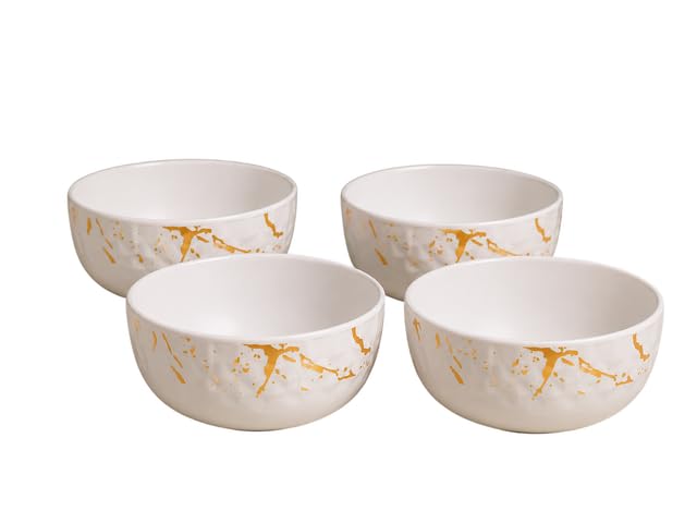 Image of Ariya 4.5 Inch Melamine Greek Bowls Golden Aura Collection Set of 4