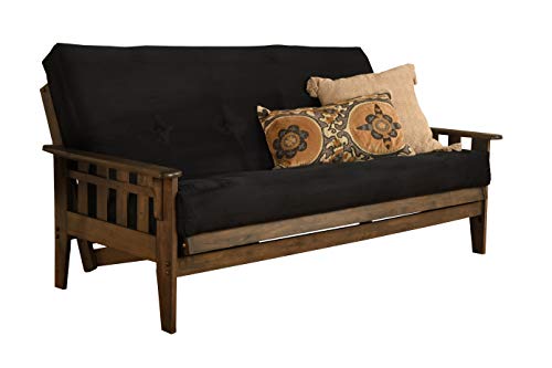 Kodiak Furniture Tucson Full Size Futon Set In Rustic Walnut Finish, Suede Black #TOP1