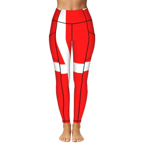 Leggings elásticos suaves con bandera danesa pantalones de cintura alta premium 2
