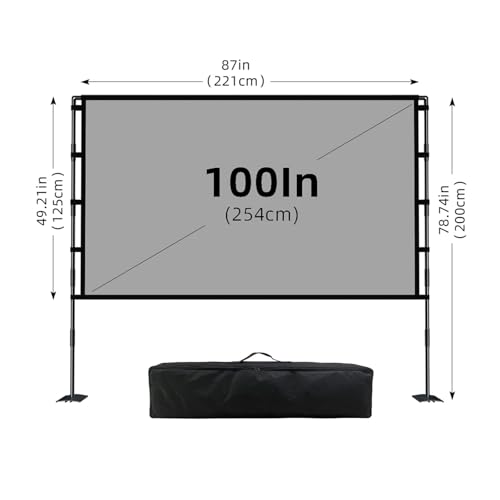 Pantalla de proyector con soporte gris anti-luz 84-120 pulgadas plegable con doble soporte de hierro y bolsa portátil (100 pulgadas) miniatura 2