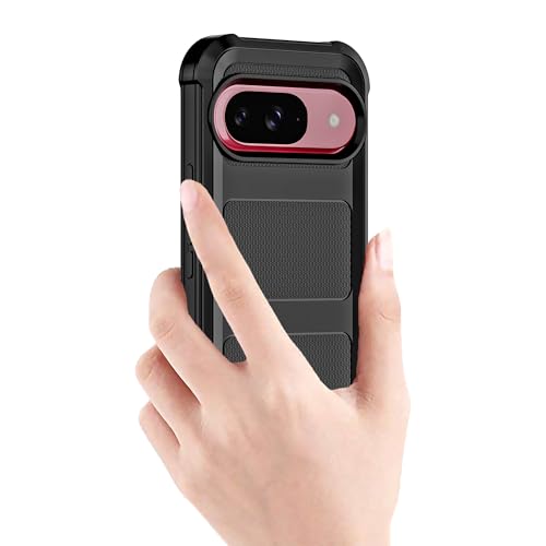 Image of Cubix Armor Defender Rugged Case Compatible for Google Pixel 9 / Pixel 9 Pro Back Cover Slim, Shockproof, Dual-Layer Design with Camera Protection - Black