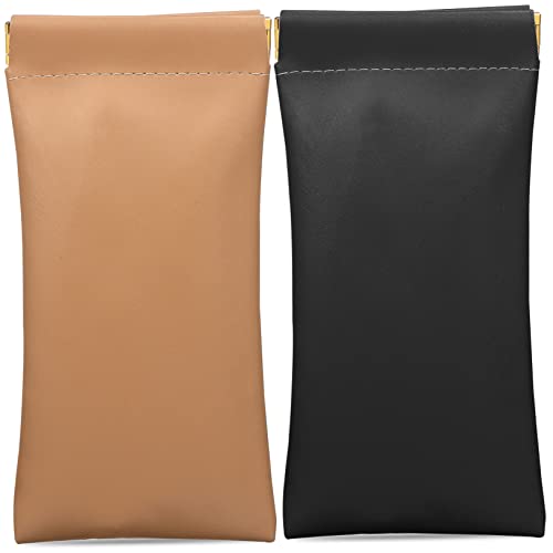 GALPADA 2piezas Funda Para Gafas De Sol Estuche De Cuero Cierre Hermético Protección Antidesgaste Para Mujer y Hombre