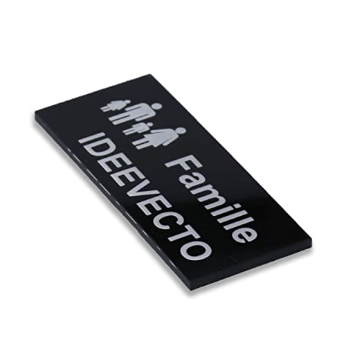 Plaque boite aux lettres PLEXIGLAS NOIR personnalisable Adhésive - Format FAMILIAL - dimension 80x35mm - épaisseur 3mm - 5 coloris - Résistant intempéries - Fabrication Atelier France Cover