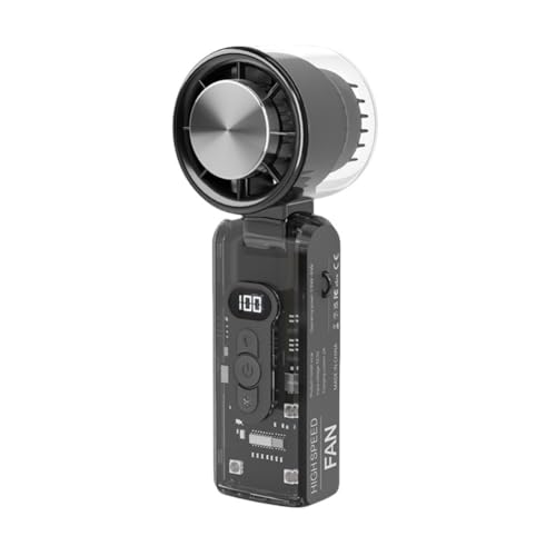 MonoSora Ventilador portátil de mano con diseño plegable, correa para el cuello, tecnología TEC de refrigeración por hielo, batería recargable de 3600 mAh, luz LED para viajes, camping u oficina