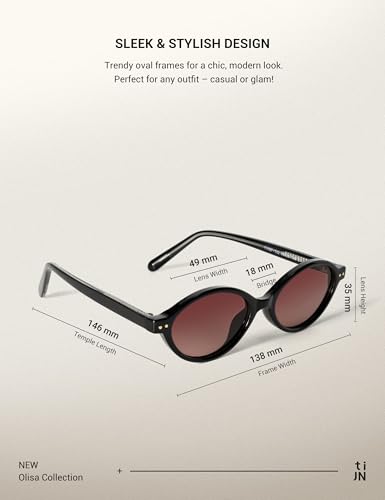 TIJN Olisa Retro Oval Sunglasses for Women Men,Polarized UV Protection Shades,Stylish Frame Sun Glasses,2025 Trendy Sunnies