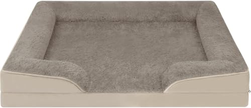 normani Ergonomisches Hundebett für große, mittlere und kleine Hunde - Ortopädisches Hundekissen - Hundecouch mit hohem Rand Farbe Beige Größe 60 cm x 80 cm x 16 cm