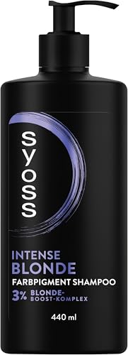 Syoss Shampoo Intense Blond Farbpigment Shampoo (440 ml), Haarshampoo für blondes, graues und gesträhntes Haar, neutralisiert Gelbstich ab der ersten Anwendung, Formel mit 3% Blonde-Boost-Komplex