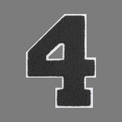 FANCIBAND 4.5 Inch Black Large Iron On Numbers Letterman Jacket Patches