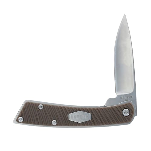 Old Timer OT Slim Folder with 2.5" 7Cr Steel Drop Point Blade with Sawcut Handle, for Hunting, Camping, Outdoors, and EDC