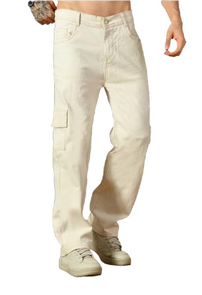 linaria Beige Baggy Denim Jeans Regular Fit with Cargo Pocket-picture-42