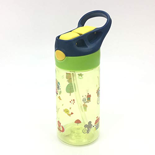 ZT Botella de Agua para Niño decoradas, 450ml, Botella a prueba de Fugas, Botella Agua con Pajitas, sin BPA. (ZORRO)