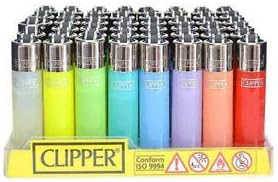4 x Regular Size Coloured Clear Clipper Lighters, Blue, Yellow, Peach, Transparent** SORRY NO YELLOW SO YOU WILL GET TWO OF ANOTHER COLOUR**