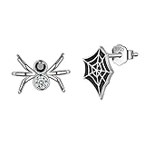 Aurora Tears Spinne und Web Ohrstecker 925 Sterling Silber Insekten Tiere Ohrring Halloween Party Geschenke für Frauen DE0250W