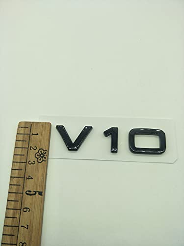 Image of 2pcs Glossy Black ABS Letter Number V10 Emblem for AUD Car Styling Side Badge Sticker