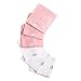 6 Baby Bamboo Bath Washcloths Premium Large Soft White and Pink 11 x 11 inch All Natural Towels by Copper Pearl