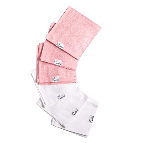 Image of Copper Pearl 6 Ultra Soft Baby Bath Washcloths Premium Large Soft Darling (Pink/White) 11" x 11" Towels