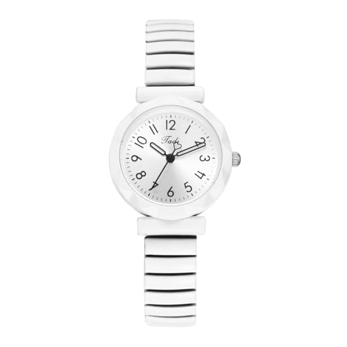 Montre quartz avec bracelet d'extension en acier inoxydable élastique et grand cadran