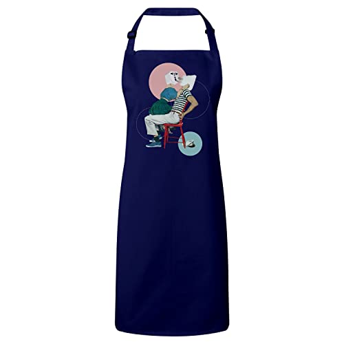 Tablier cuisine couple branché humour collage art surréalisme pour amateurs d'art et de cuisine