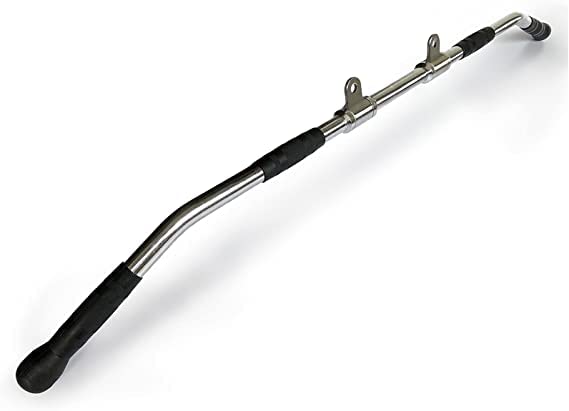 LAT Pull Down Bar Exercise cable machine attachement, with Grips, 48 ", Double Hooks