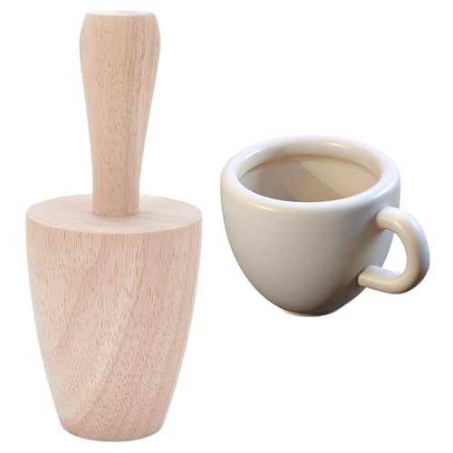 UNICRAFTALE Molde de cerámica para tazas, herramienta de modelado de cerámica, moldes de yeso curvados de madera, moldes de cerámica con mango, herramienta de modelado de cerámica de almendra