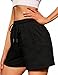 Litherday Shorts Damen Kurze Hose Sporthose Baumwolle Gym Shorts Sommer Elastischer Bund Jogginghose Sweatshorts Traininghose mit Taschen Tägliche Bewegung Schwarz L