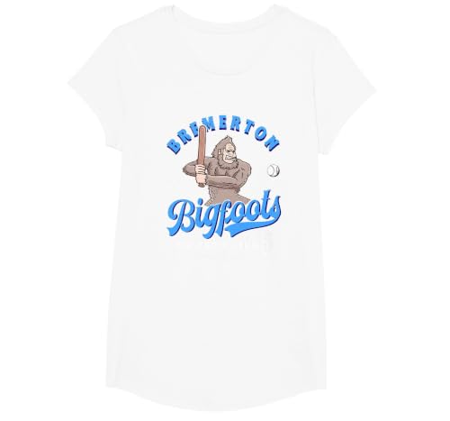 Funny Bigfoot Baseball Retro Minor League Baseball Team T-Shirt, Girls, White, Large