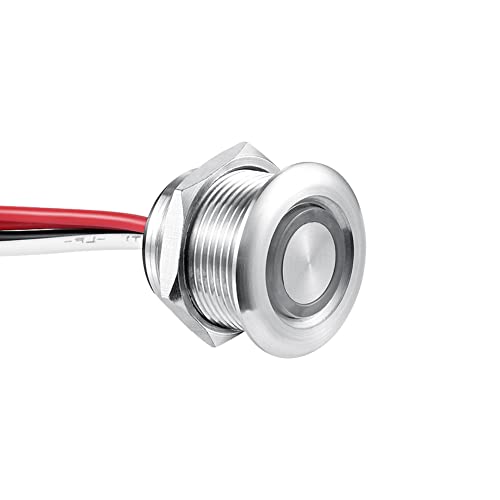 Obeaming DC 12V LED Dimmer Switch Campervan PWM Stainless 6A for Boat Van Caravan Truck, Dimmable 12V LED Lights/Incandescent/Halogen/Single Color Strip Light, 19mm Hole