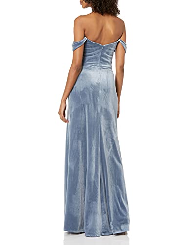 Jenny Yoo Women's ISSA Off The Shoulder Scoop Neck Velvet Dress, Bluestone, 10 - Image 3