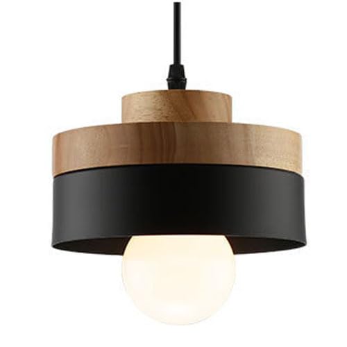 Lámpara de techo de madera y metal de estilo japonés con un cabezal