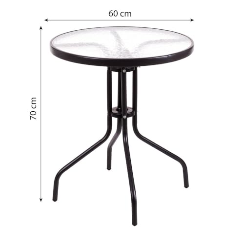 Mesa de terraza redonda duradera antracita con cristal templado de 60cm 4