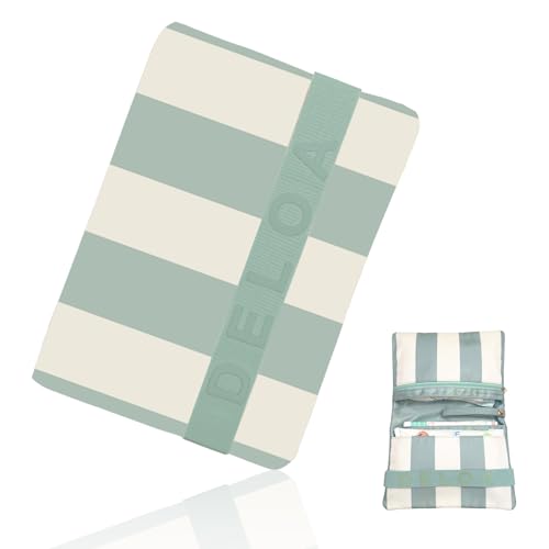 DELOA ® Bolsa de pañales para viajes con mucho espacio – Bolso cambiador pequeño, organizador de pañales para bebé (rayas menta)