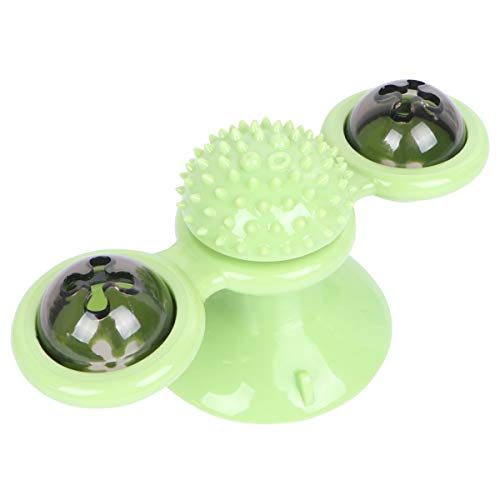 Brinquedos de gato Poppop Moinho de vento – Brinquedo interativo para gatos com ventosa, escova de c