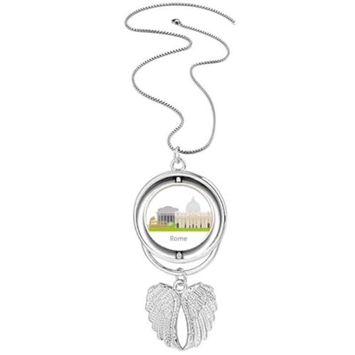 Collier ailes d'ange paysage de Rome Italie, cadeau d'anniversaire idéal souvenir de voyage unique