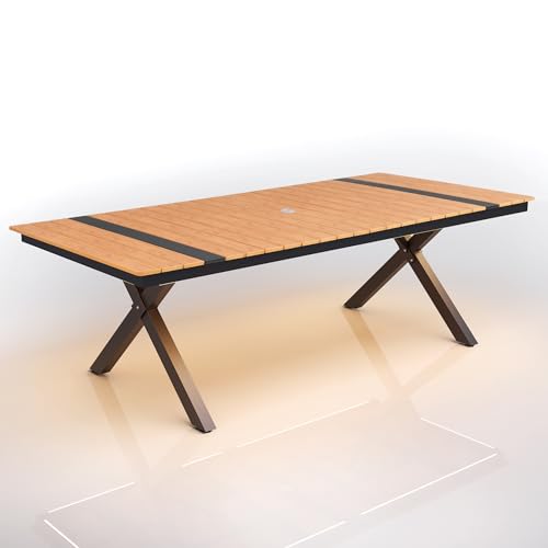 Pellebant 94" Outdoor Dining Table with LED Lights for 8-10 Person
