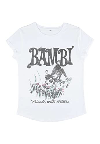 Disney Bambi Nature-Camiseta de Manga Larga para Mujer, Blanco, M