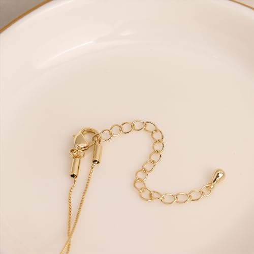 Sonateomber Dainty Chain Simple Pendant Necklace for Women, Cute Statement Rhinestone Single Dangle Necklaces Thanksgiving Christmas Jewelry Gift4