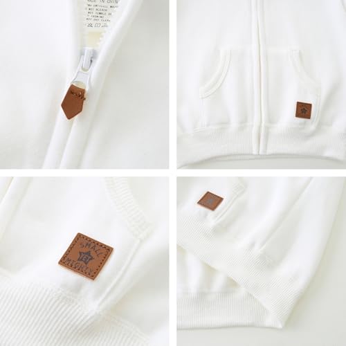 Bibimom Baby Winter Jacket Solid Color Hoodies 12-18 Months Neutral Long Sleeve Fleece Lined Top thumb #3